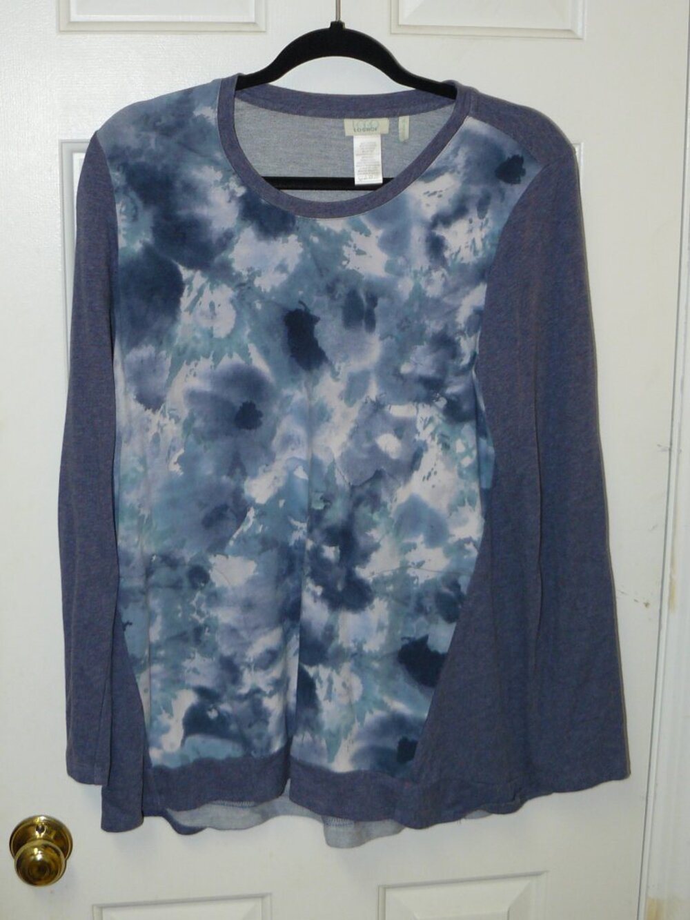LOGO Lounge by Lori Goldstein French Terry Printed Top Sz M